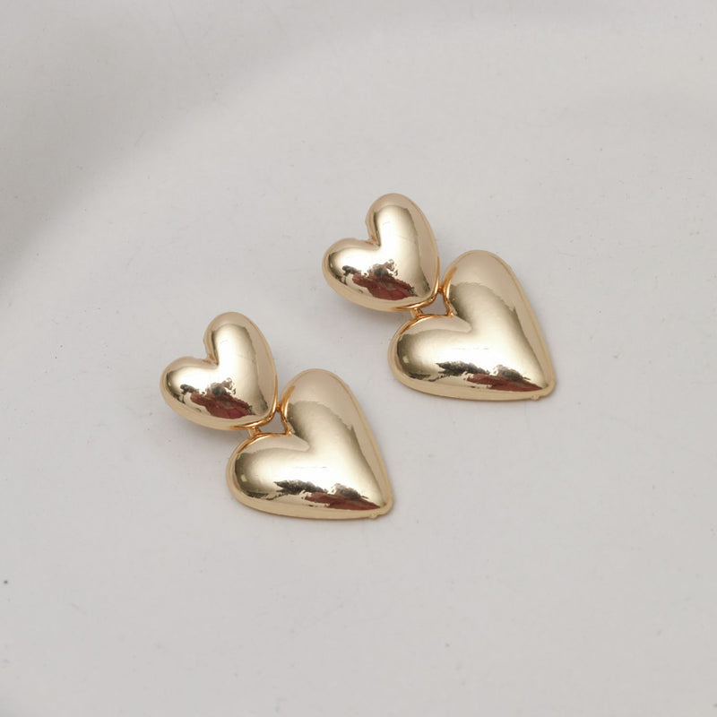 Lipsy gold plated puffed heart drop earrings - British product