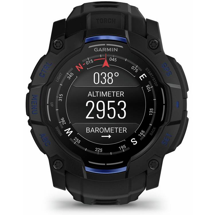 Garmin GPS smart watch Black and Bolt Blue 50mm - British product