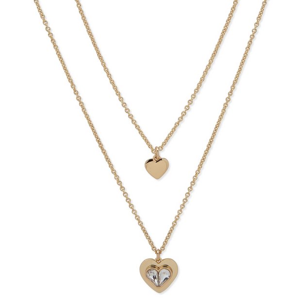 DKNY necklace double row heart pendant 40cm - British product