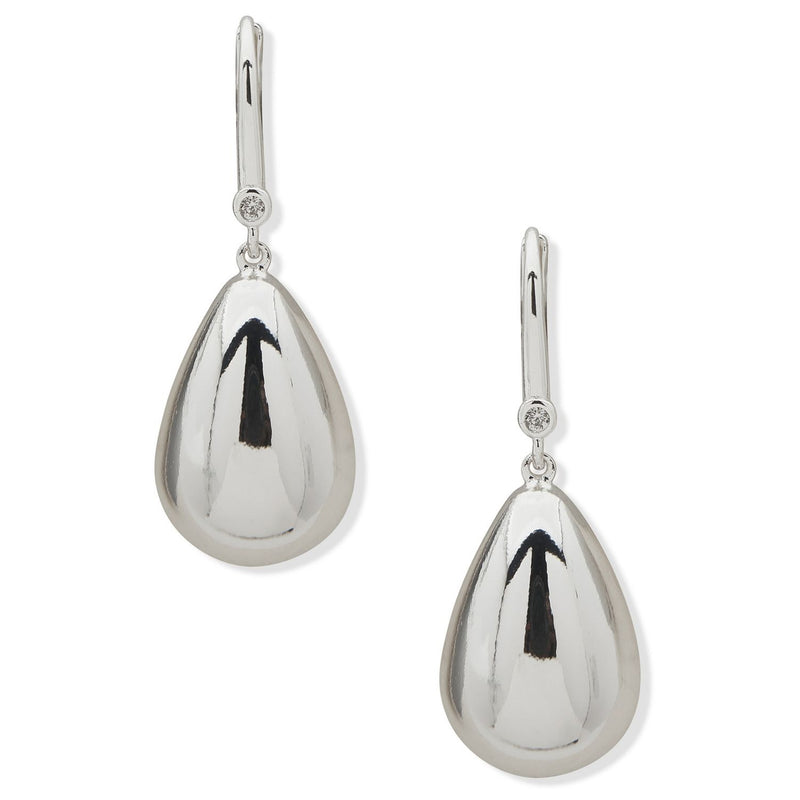 DKNY silver tone puffy teardrop earrings (British brand)