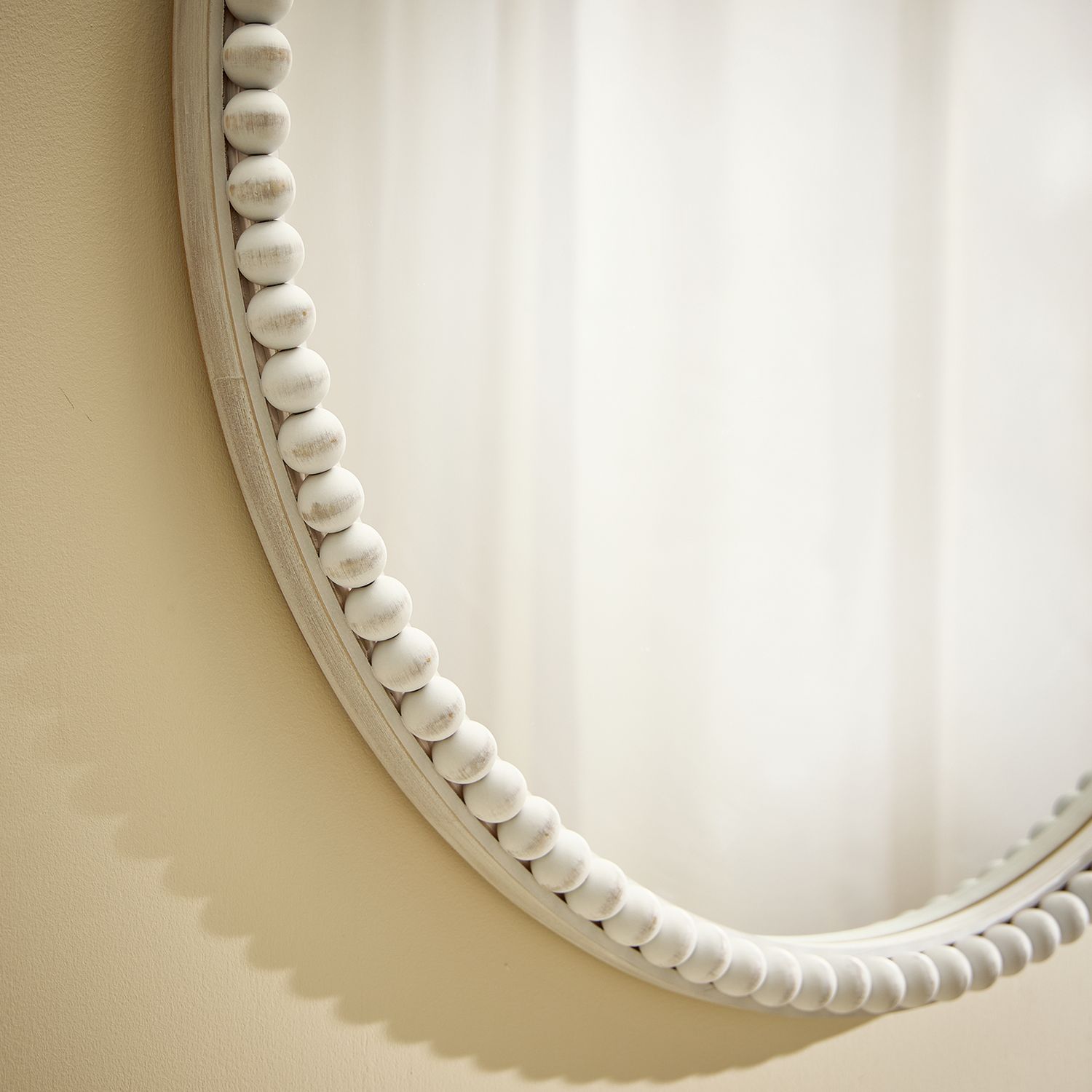 Argos Home grey beaded wooden wall mirror 76cm, imported from the UK