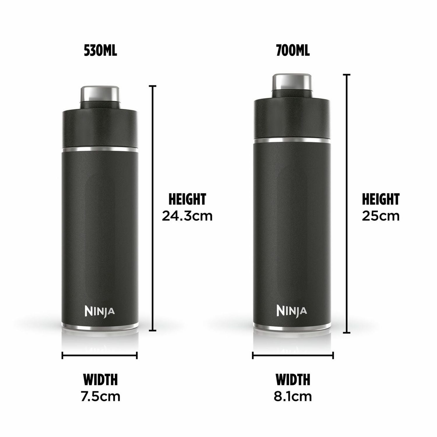 Ninja Thirsti black travel bottle 700ml - British product