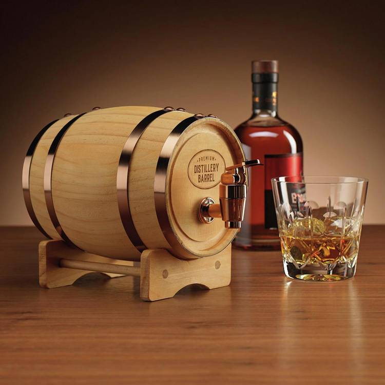 Menkind Wooden Keg Whisky Barrel mini dispenser, UK version