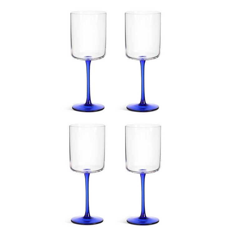 Habitat blue stem wine glasses set of 4, imported from the UK