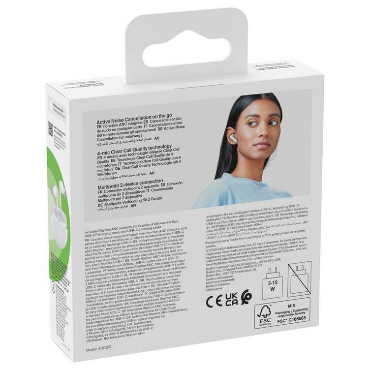 Belkin SoundForm Rhythm ANC earbuds white - British product