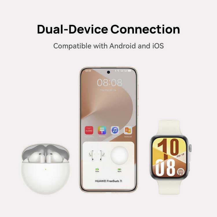 HUAWEI FreeBuds 7i white wireless earbuds - British product