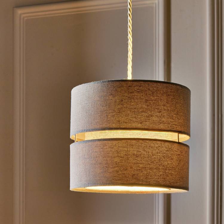 Argos Home grey fabric 2 tier lampshade 22cm, imported from the UK