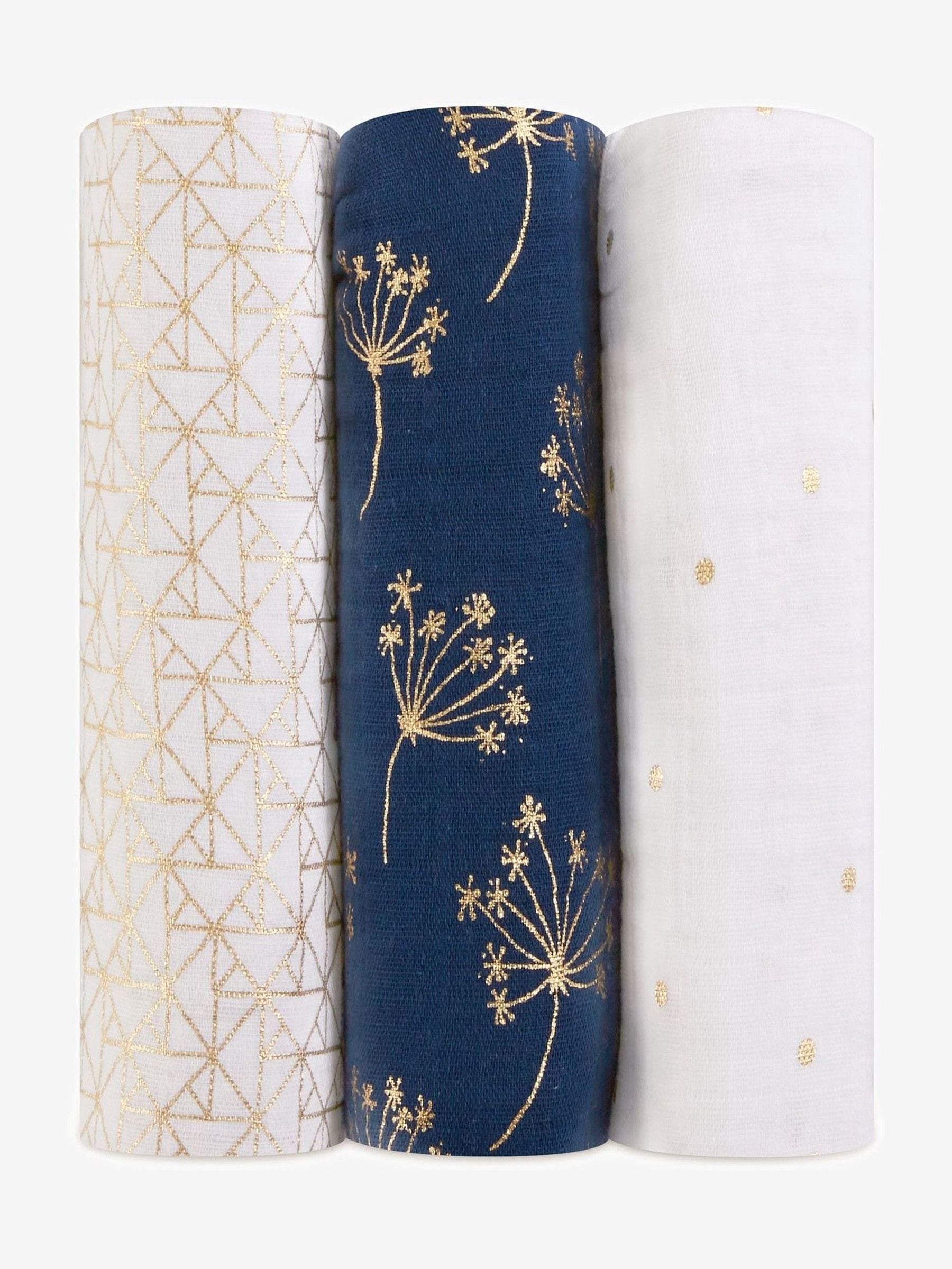 aden + anais white large cotton muslin blankets 3 pack, UK version