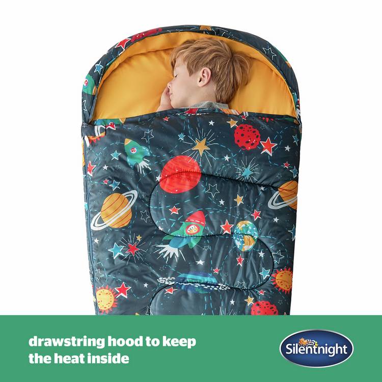 Silentnight kids envelope sleeping bag 400gsm space print - British product