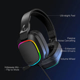 Gioteck TX5+ black gaming headset with RGB lighting - British product