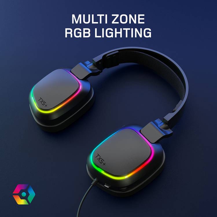 Gioteck TX5+ black gaming headset with RGB lighting - British product