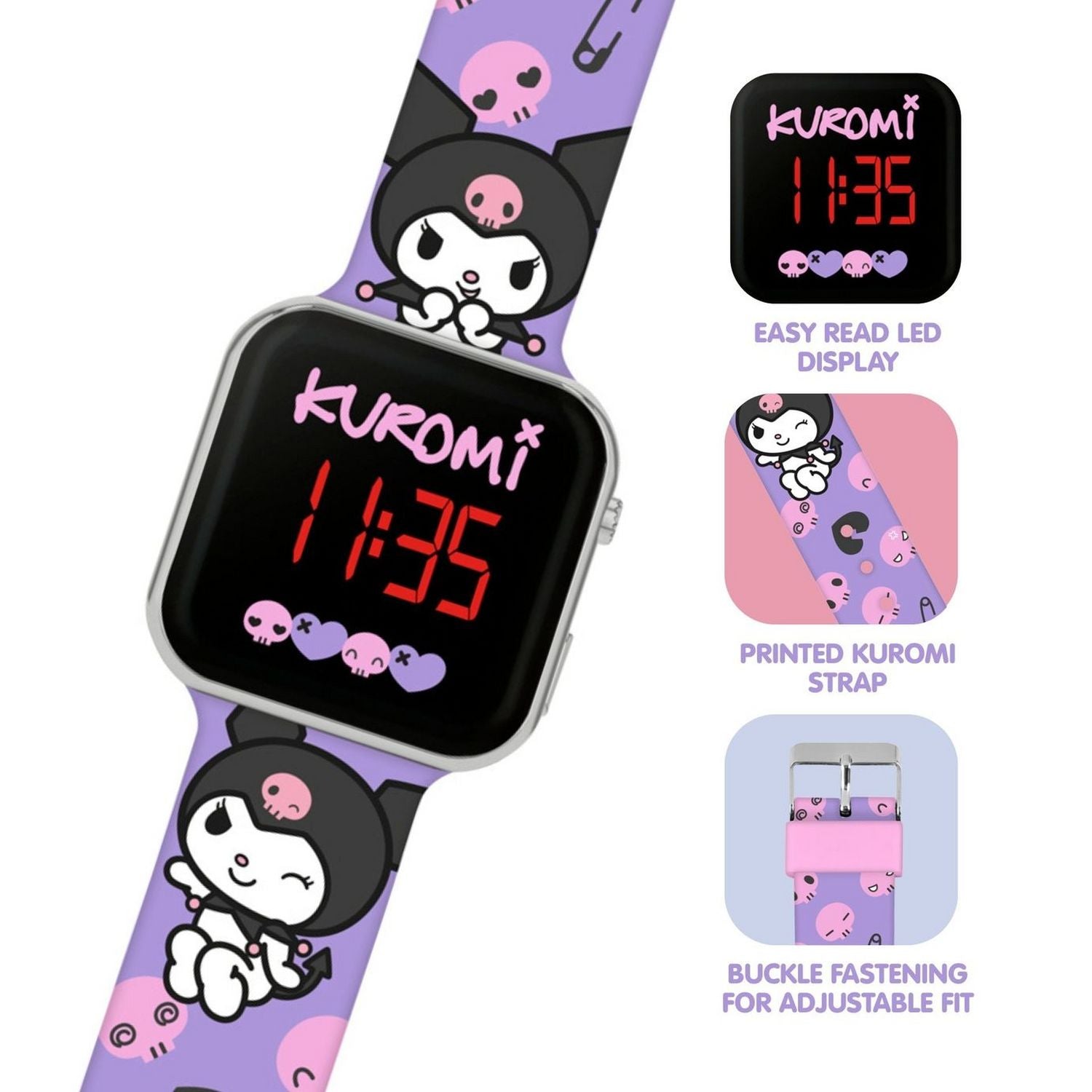 Kuromi kids watch purple plastic strap (British brand)
