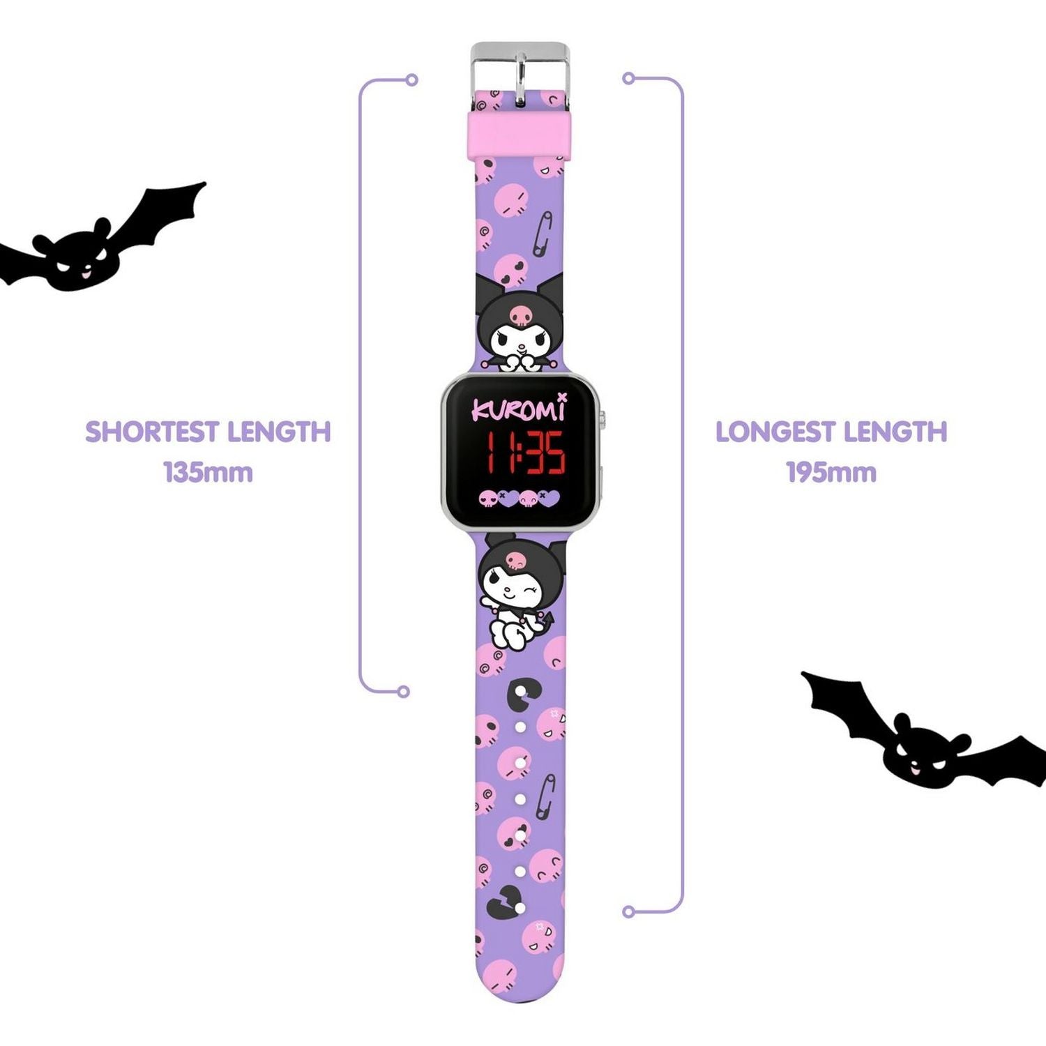 Kuromi kids watch purple plastic strap (British brand)