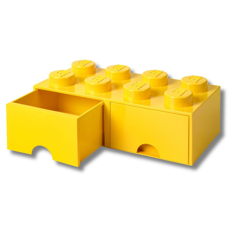 LEGO yellow brick drawer with 8 knobs, imported from the UK