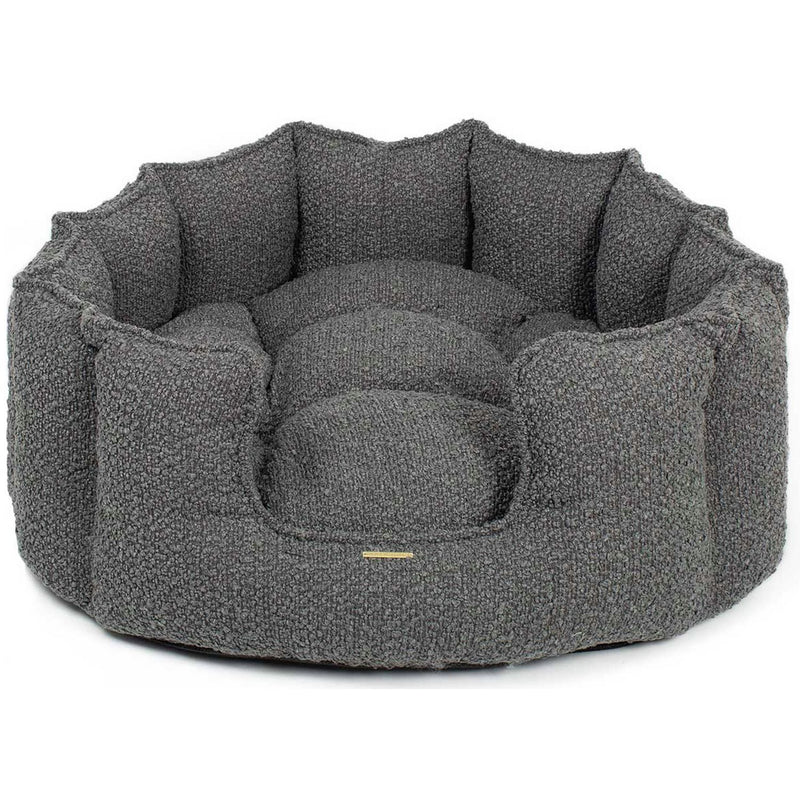 Lords & Labradors high wall dog bed granite boucle medium - British product