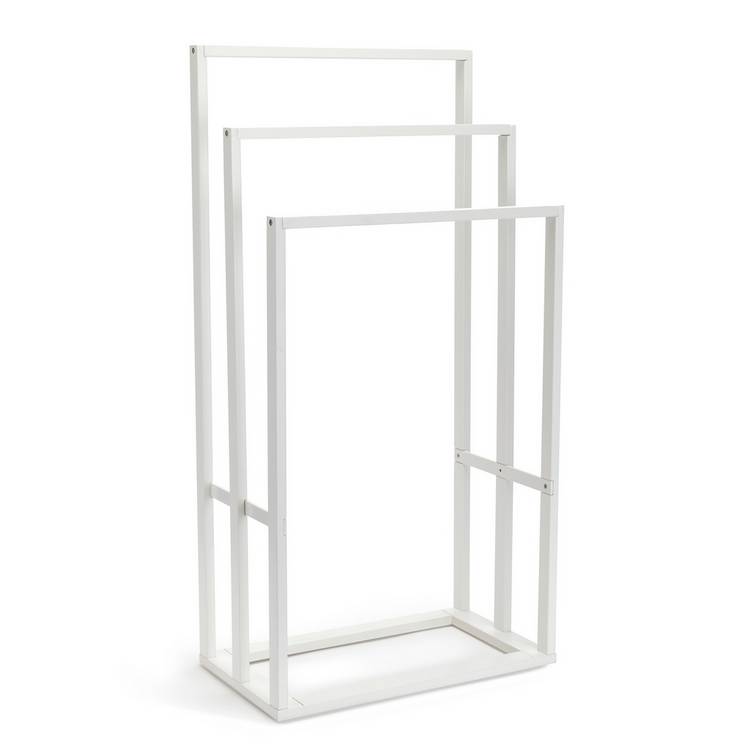 Habitat bamboo freestanding towel rail in white, imported from the UK