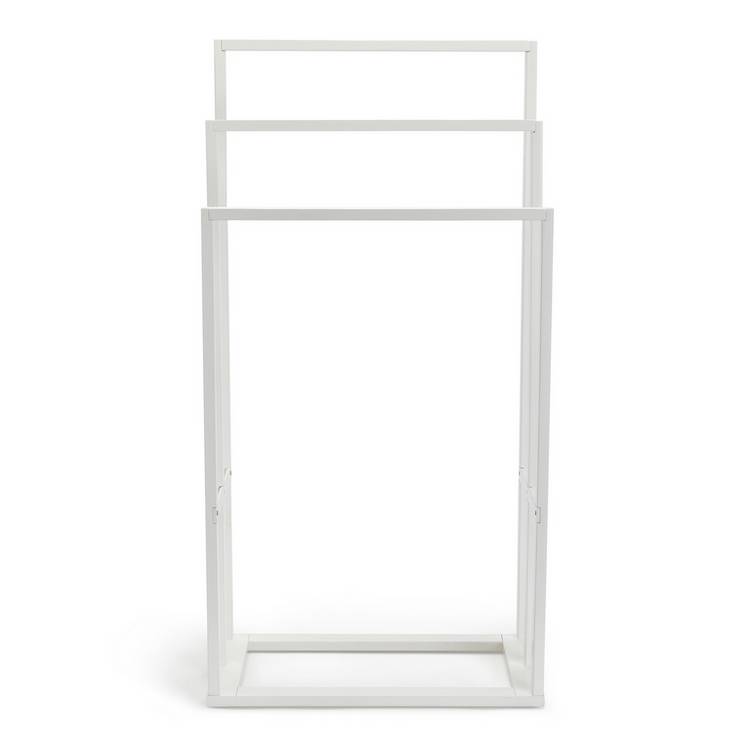 Habitat bamboo freestanding towel rail in white, imported from the UK