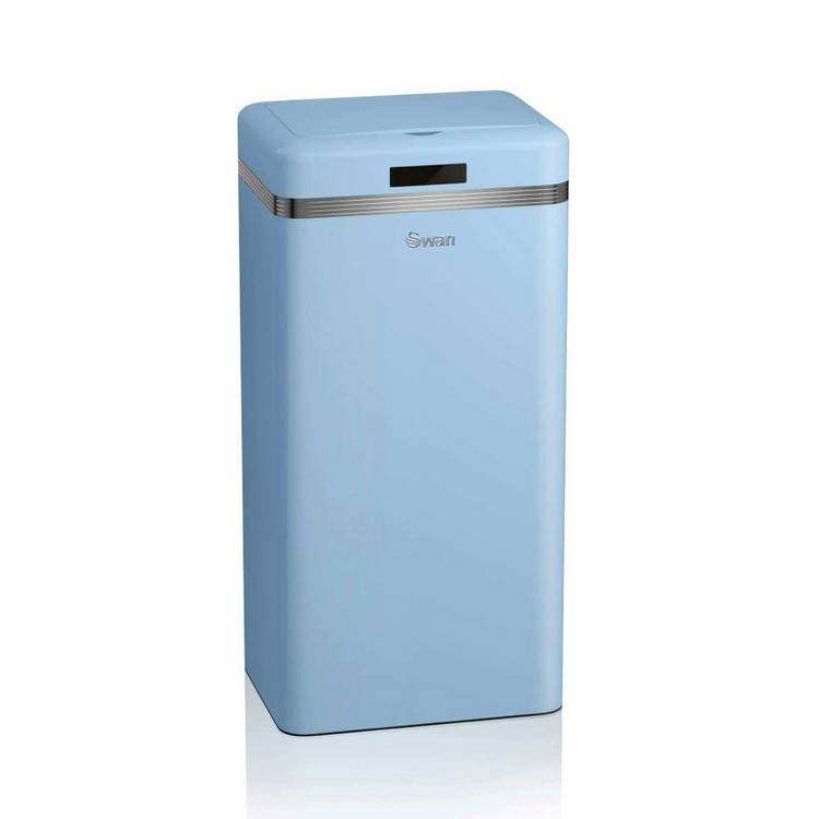 Swan retro square sensor bin 45L blue, UK version