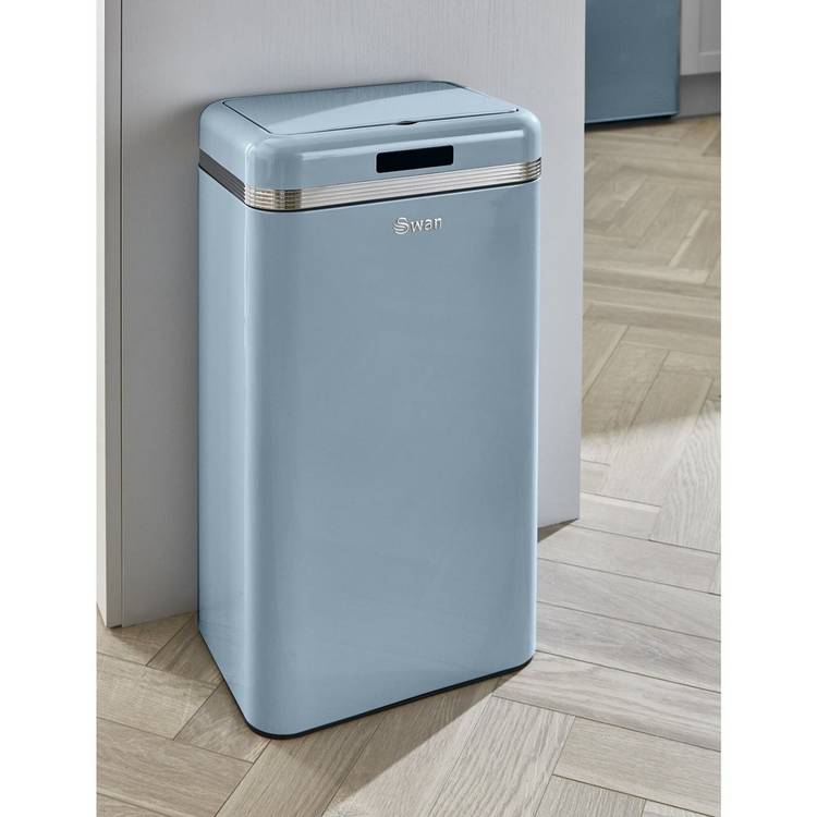 Swan retro square sensor bin 45L blue, UK version