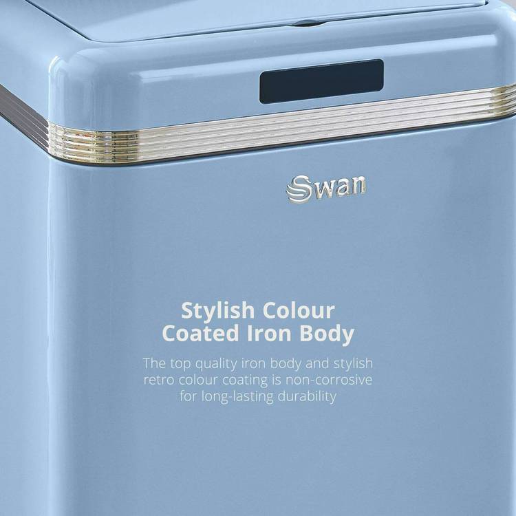 Swan retro square sensor bin 45L blue, UK version