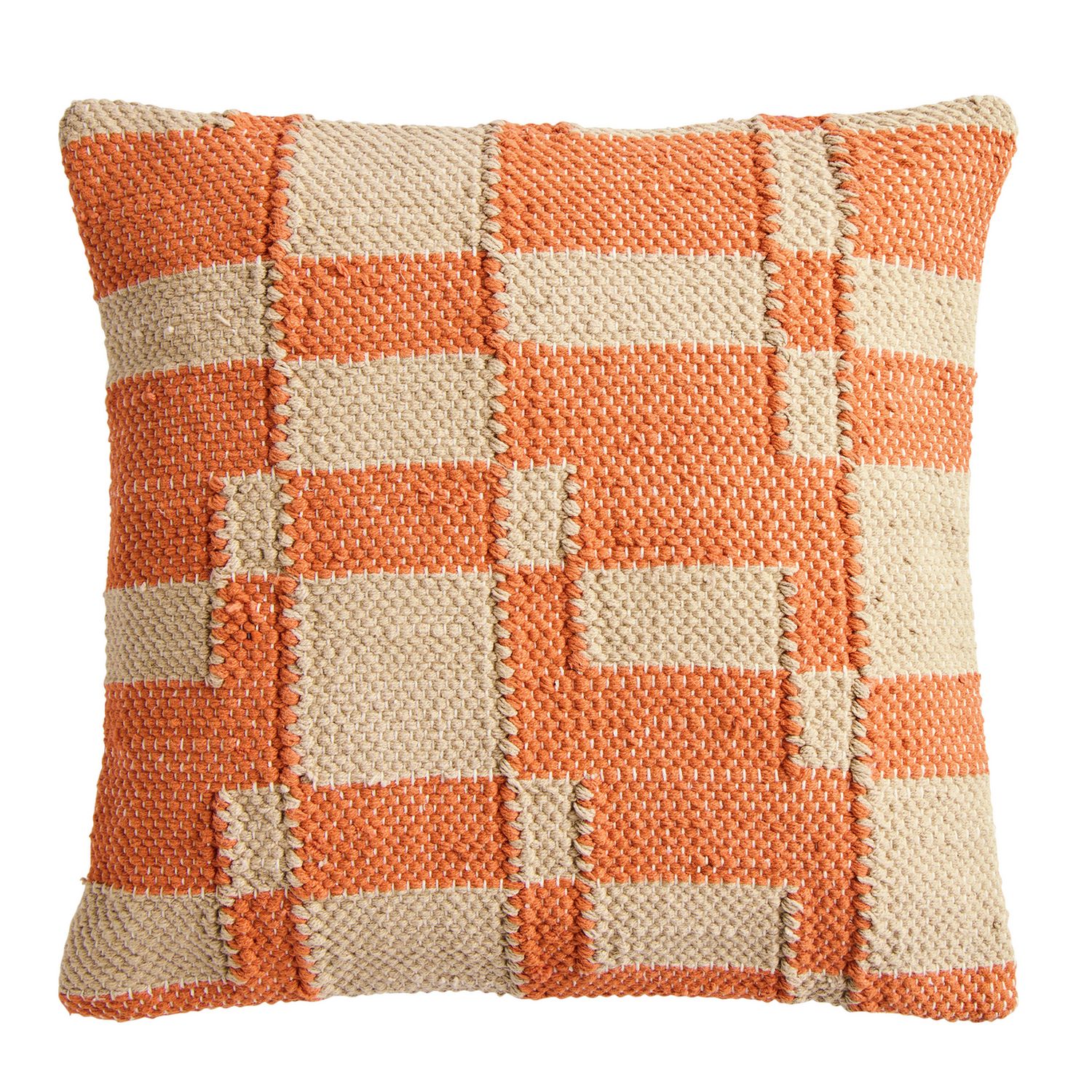 Habitat Woven Geometric Cushion Orange - 43x43cm