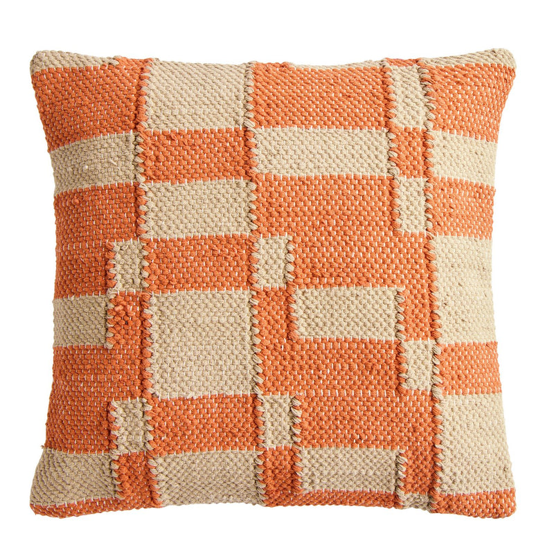 Habitat Woven Geometric Cushion Orange - 43x43cm