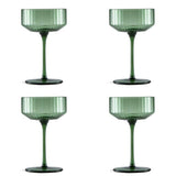 Habitat green ribbed champagne coupe glasses set of 4, imported from the UK