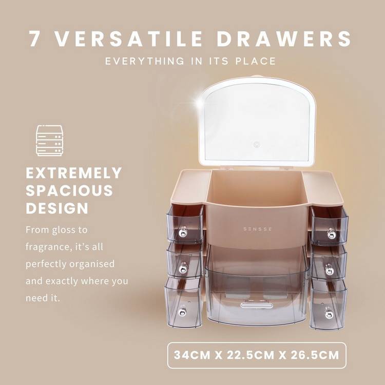 SENSSE Illumi Glam Box makeup organiser with LED mirror, imported from the UK