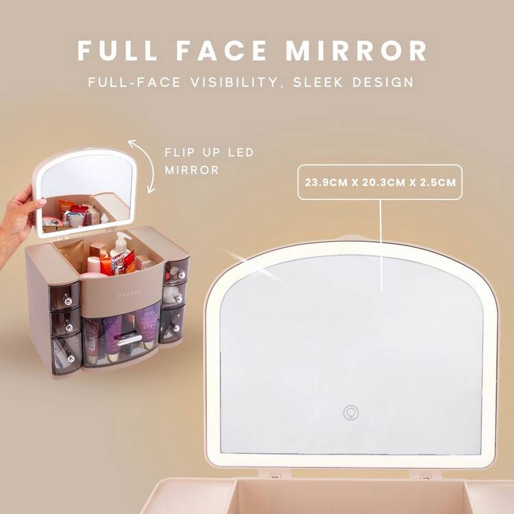 SENSSE Illumi Glam Box makeup organiser with LED mirror, imported from the UK