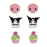 Sanrio Kuromi kawaii stud earrings 3-pack (British brand)