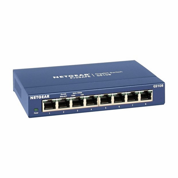 Netgear GS108UK 8-port gigabit network switch (British brand)