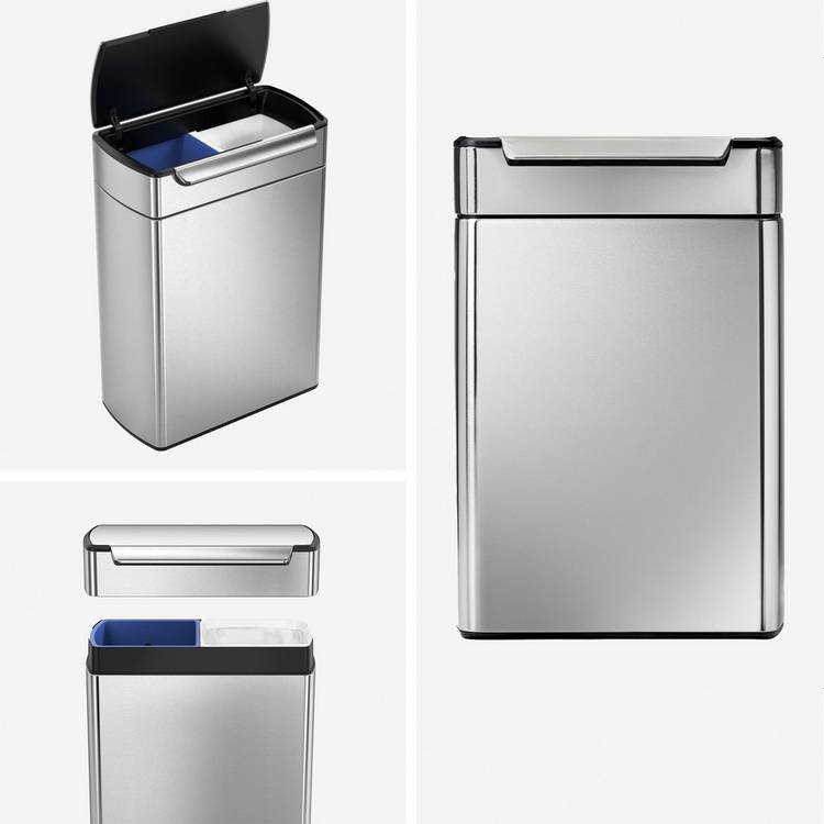 Simplehuman touch-bar recycling bin 48L (British brand)