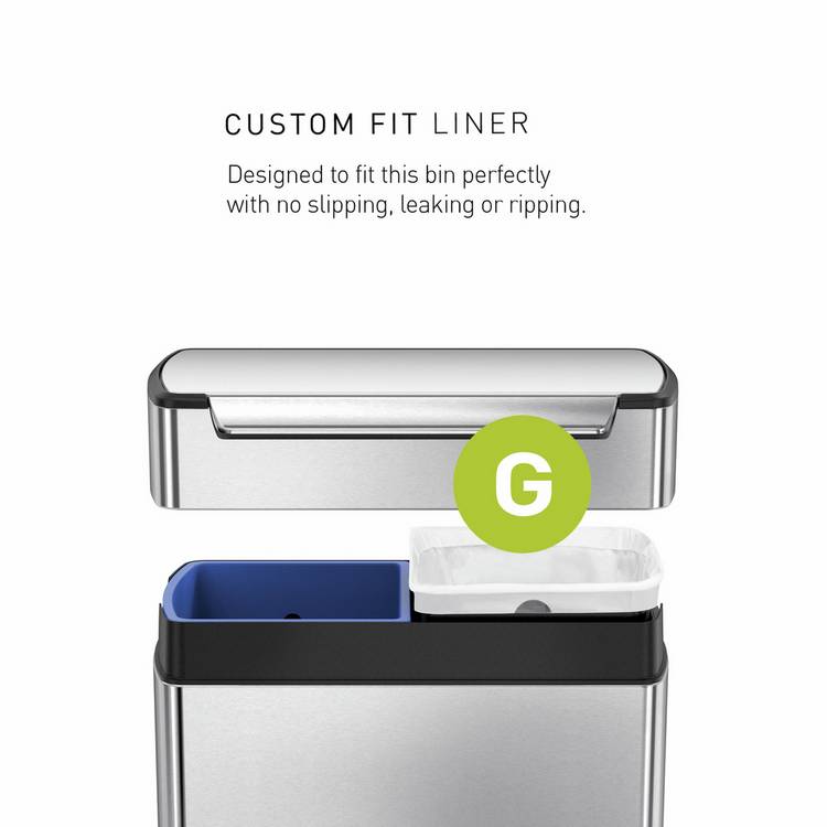 Simplehuman touch-bar recycling bin 48L (British brand)