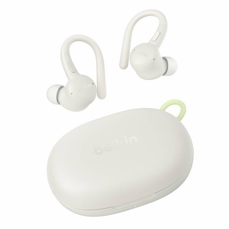 Belkin SoundForm ActiveFit wireless sports earbuds in cream (British brand)