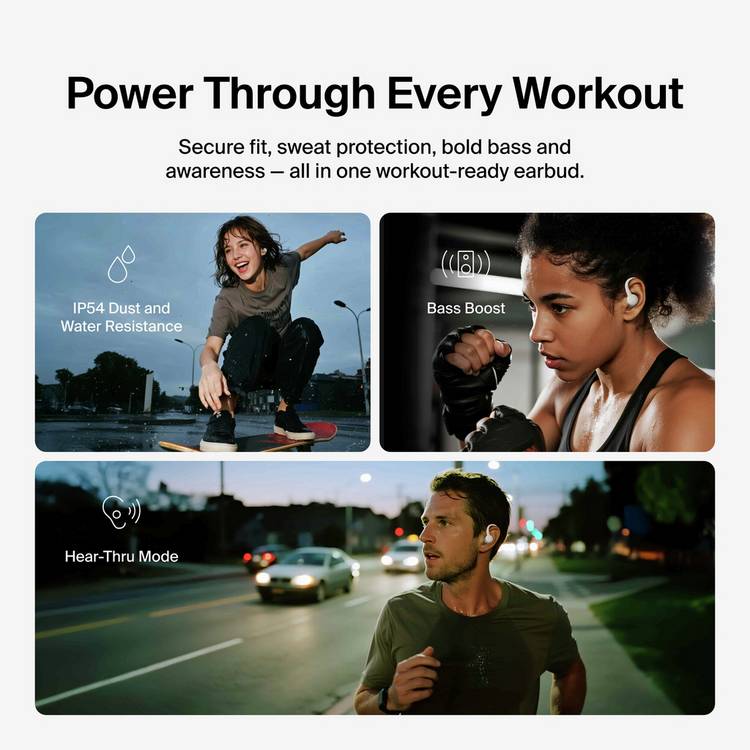 Belkin SoundForm ActiveFit wireless sports earbuds in cream (British brand)