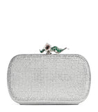 Leather Crystal Knot Minaudière Clutch Bag