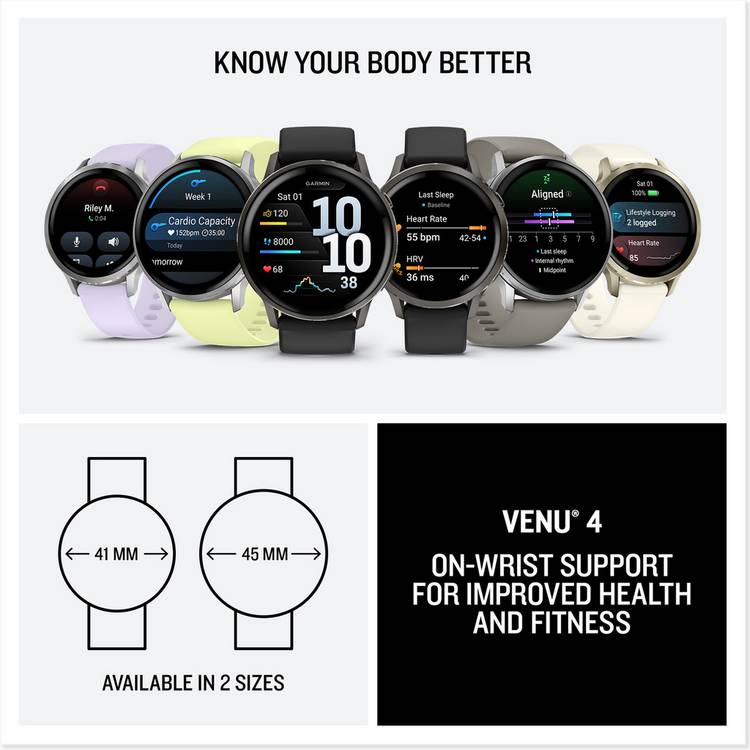 Garmin Venu 4 GPS smartwatch periwinkle 41mm (British brand)