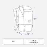 Decathlon grey 25 litre hiking backpack, UK version