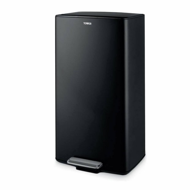 Tower black 40-litre pedal bin, UK version