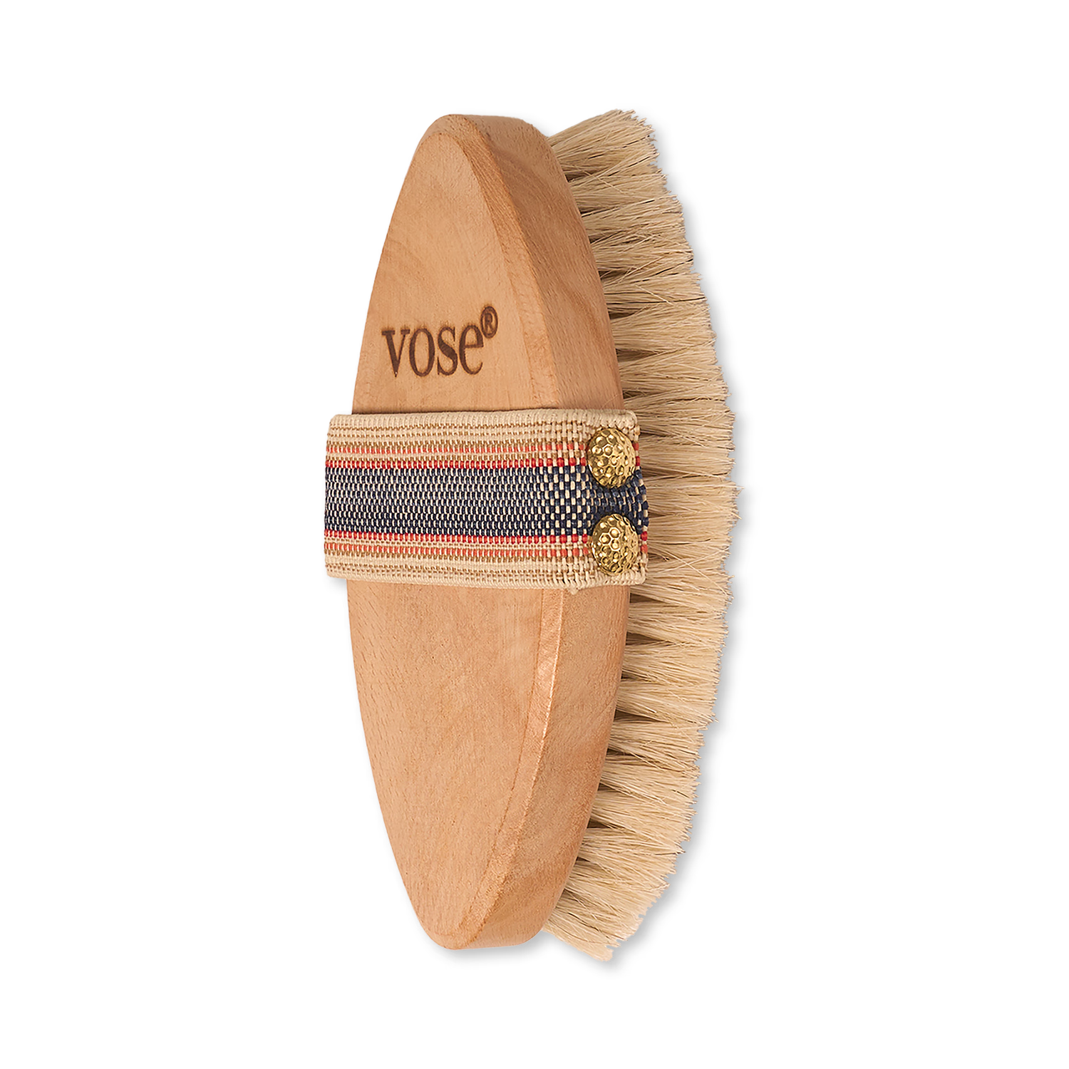 Dry body brush with natural horsehair bristles and wooden handle, UK version