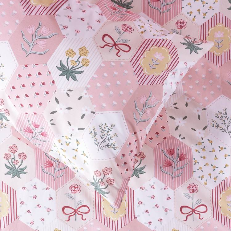 Argos Home pink floral patchwork bedding set for toddlers, imported from the UK