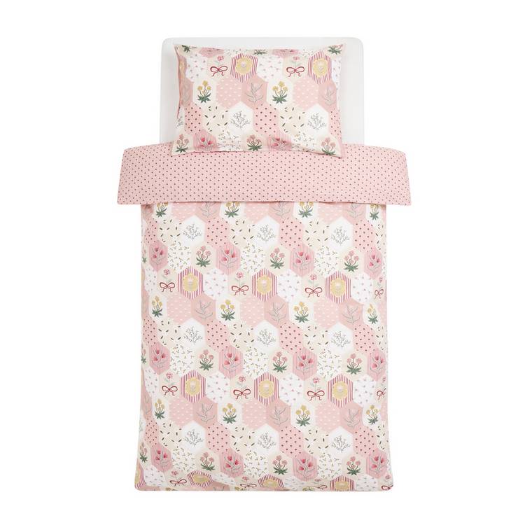 Argos Home pink floral patchwork bedding set for toddlers, imported from the UK