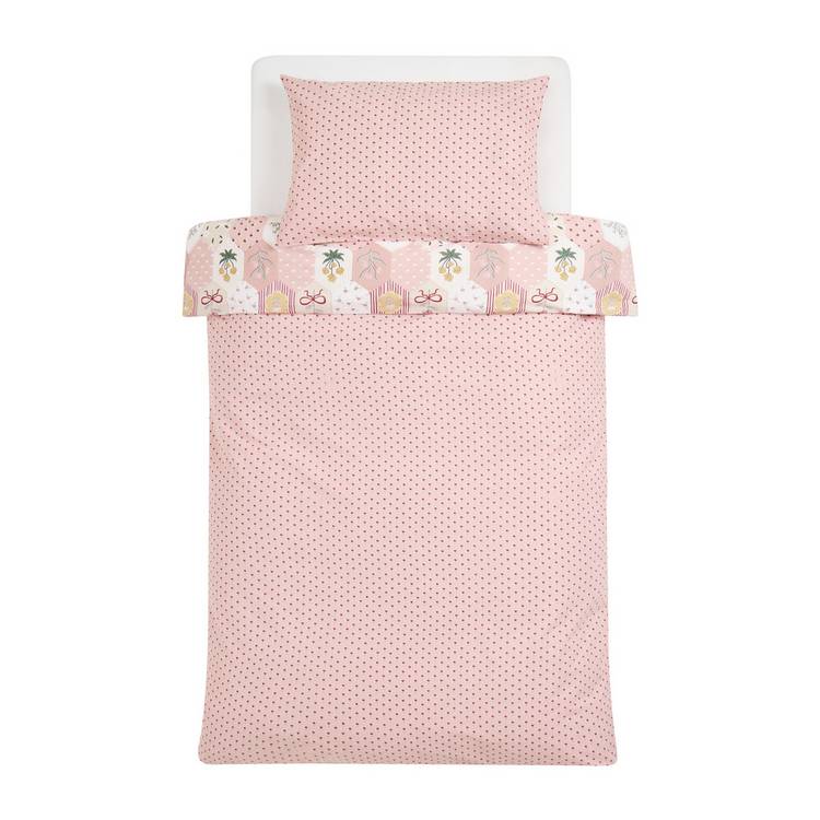Argos Home pink floral patchwork bedding set for toddlers, imported from the UK