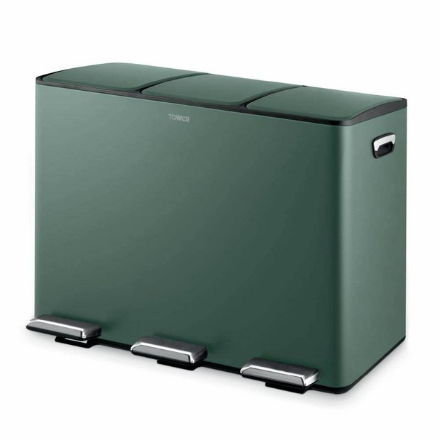 Tower 45L green recycling pedal bin, UK version