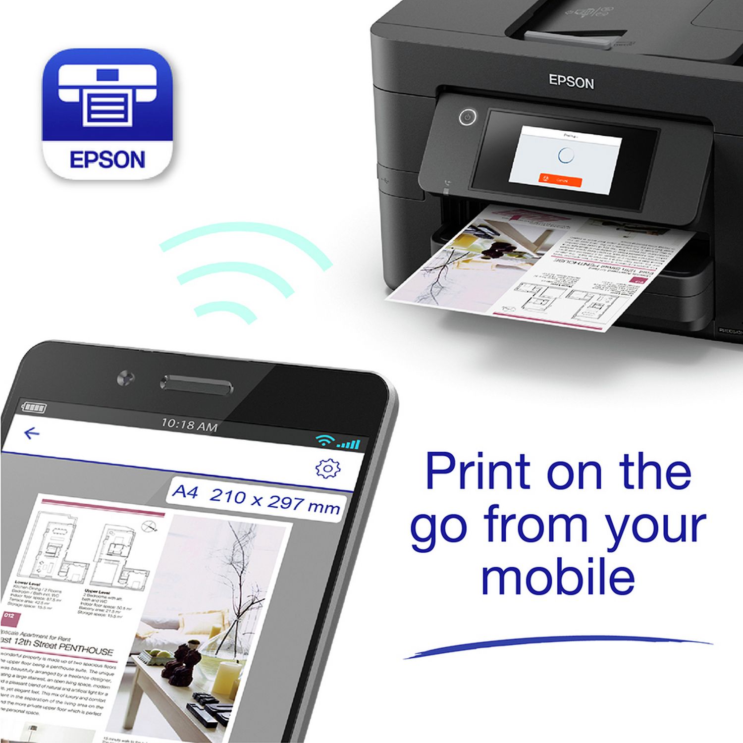 Epson WF-4820DWF inkjet printer with touchscreen display - British product