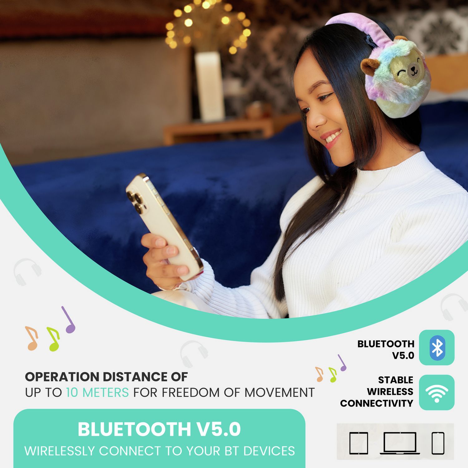 Lazerbuilt Squishmallows Lola plush Bluetooth headphones, imported from the UK