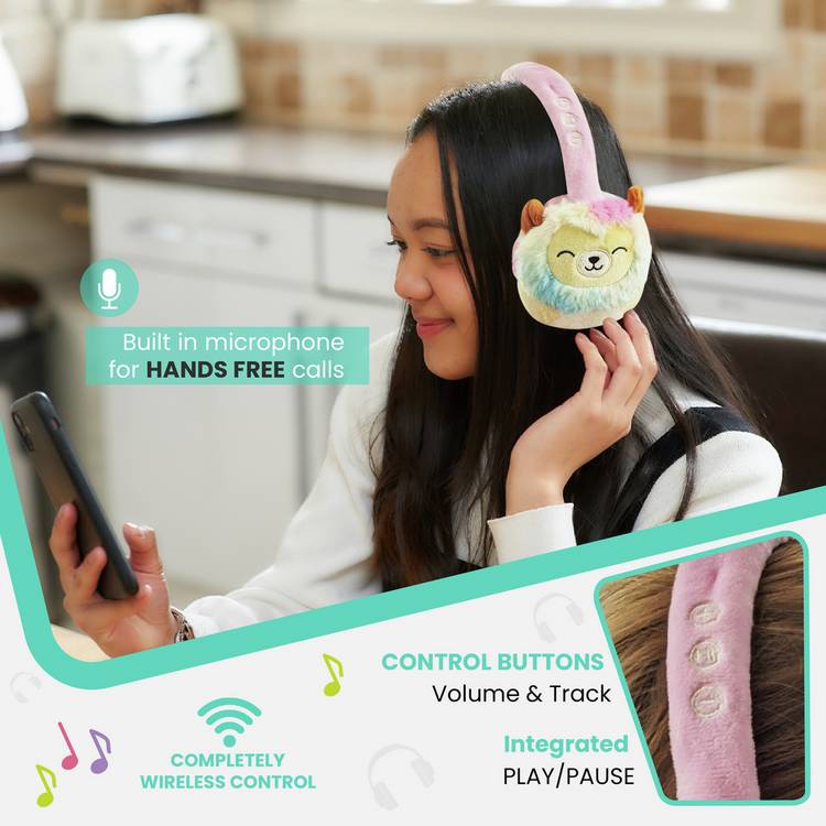 Lazerbuilt Squishmallows Lola plush Bluetooth headphones, imported from the UK