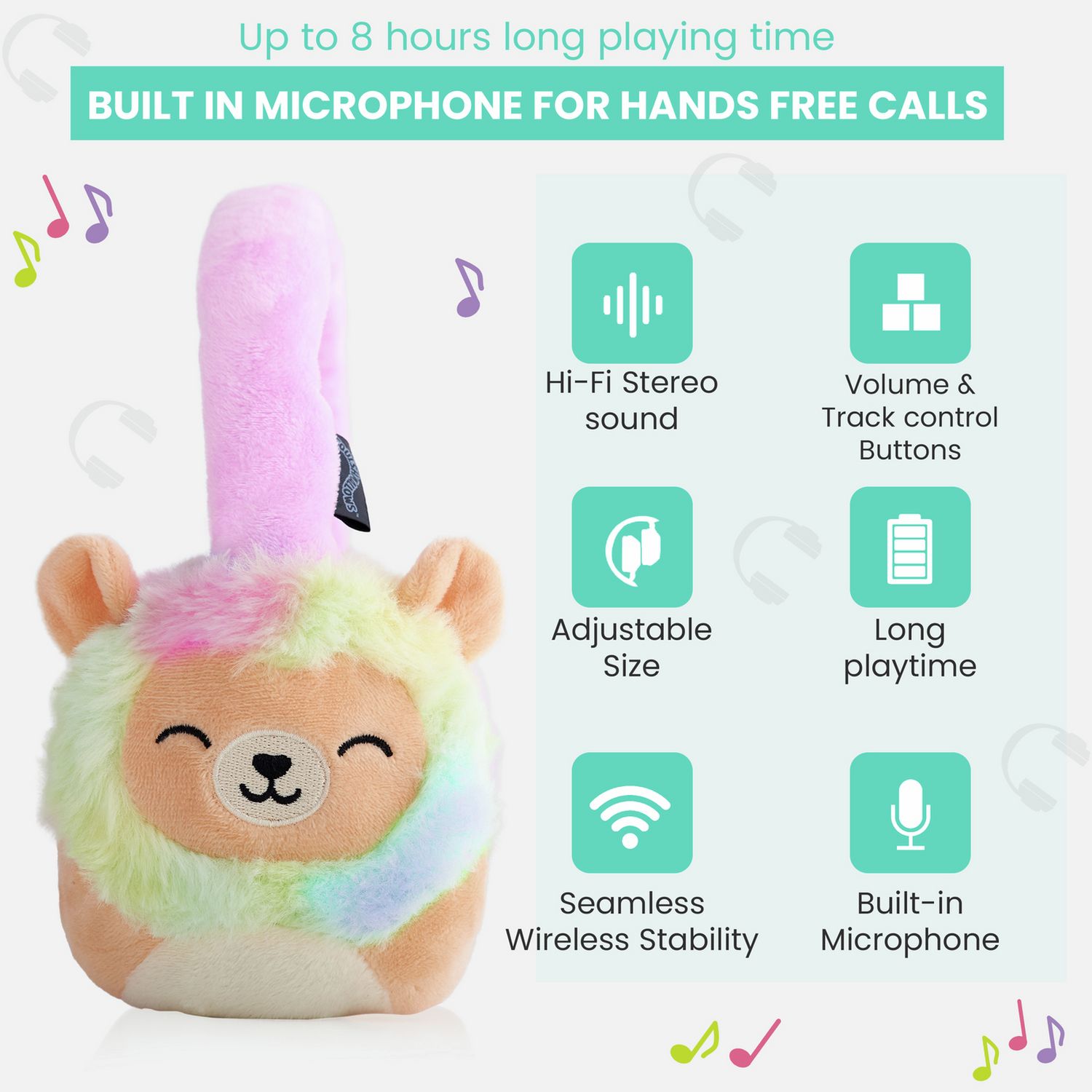 Lazerbuilt Squishmallows Lola plush Bluetooth headphones, imported from the UK