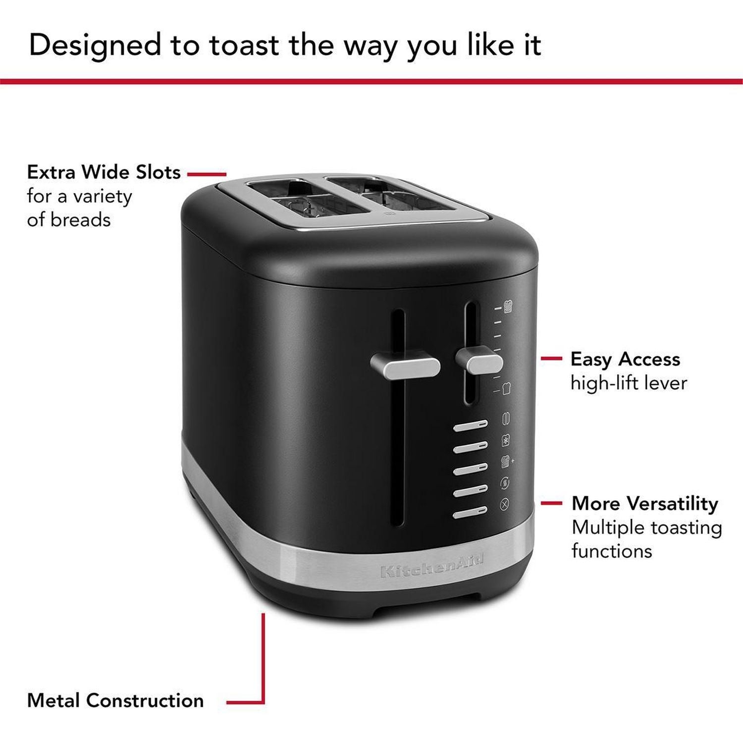 KitchenAid toaster 2 slice matte black, imported from the UK