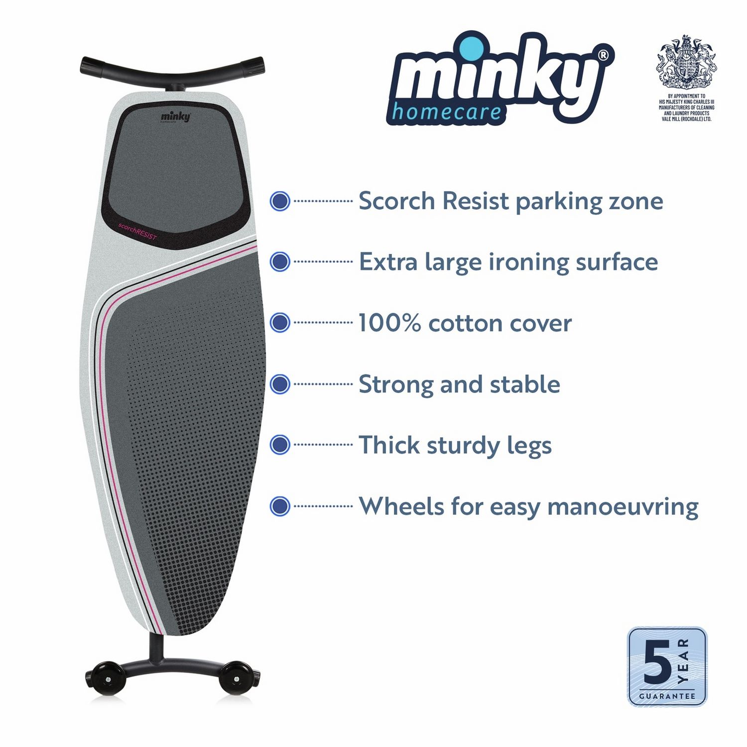 Minky MaxiPro ironing board 135x46cm (British brand)